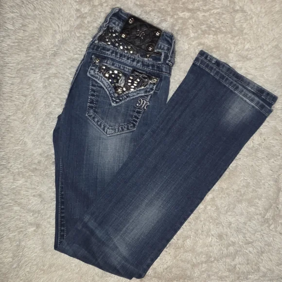 Miss Me Women's Embellished Blue Denim Jeans - Picture 3 of 6